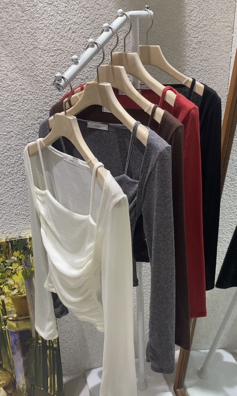 N BROWN東大門㊣實拍女士新款真品25秋冬休閑時尚熱賣T恤褶皺N BROWNT恤