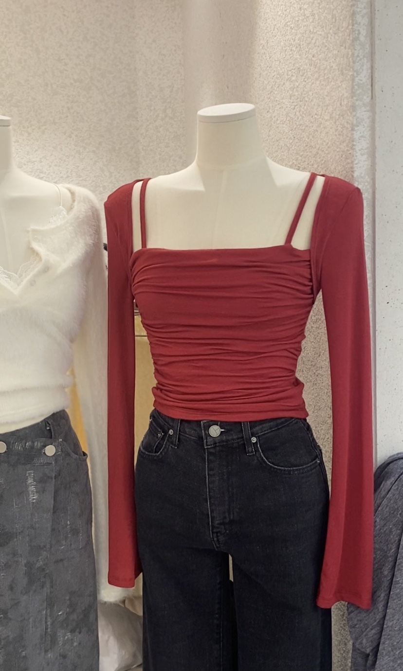 N BROWN東大門㊣實拍女士新款真品25秋冬休閑時尚熱賣T恤褶皺N BROWNT恤圖色2