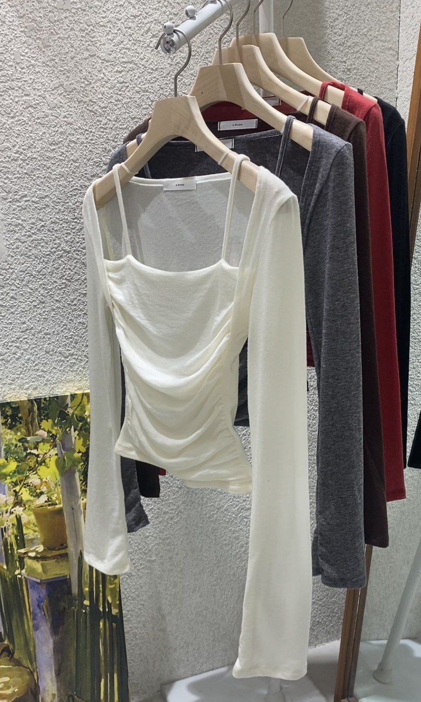 N BROWN東大門㊣實拍女士新款真品25秋冬休閑時尚熱賣T恤褶皺N BROWNT恤圖色4