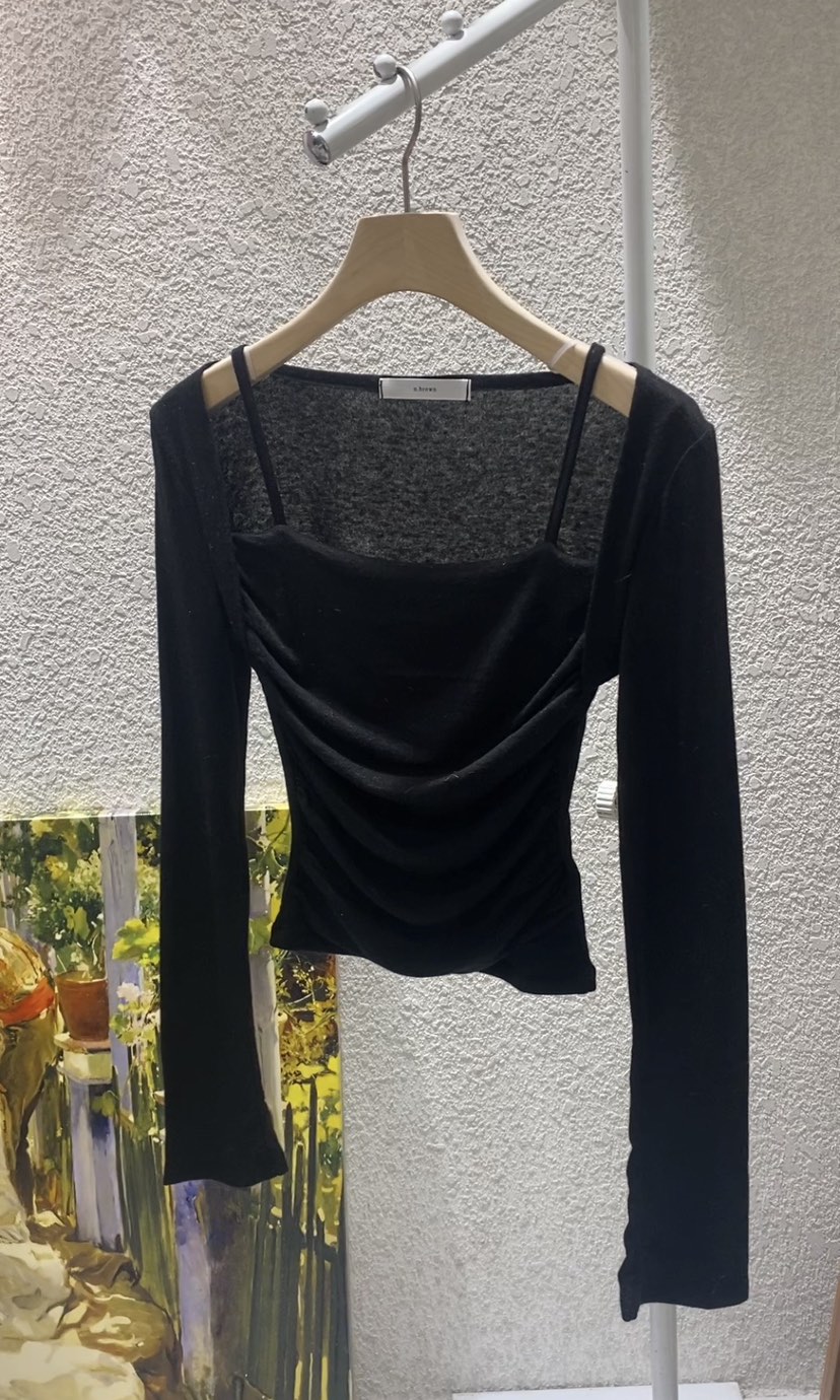 N BROWN東大門㊣實拍女士新款真品25秋冬休閑時尚熱賣T恤褶皺N BROWNT恤圖色5