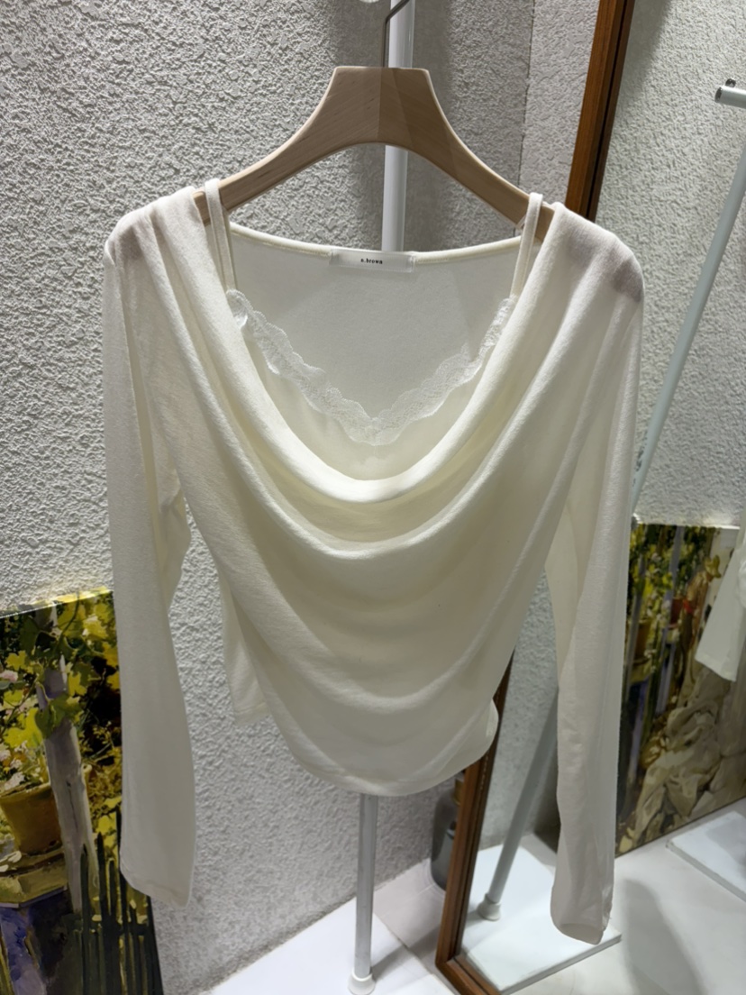 N BROWN東大門㊣代購女士新品職業25秋冬人氣熱賣真品長袖T恤N BROWN長袖T恤圖色1