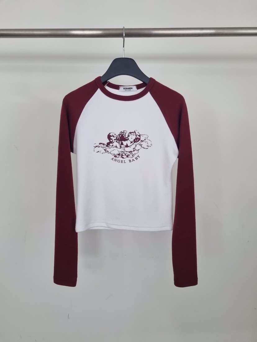 VERANDA東大門㊣直郵女士新品推薦25秋冬職業真品時尚長袖T恤VERANDA長袖T恤圖色2