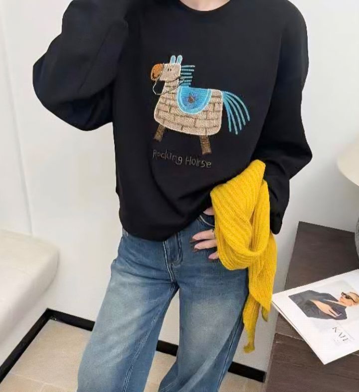 RICO東大門㊣代購女士新品休閑25秋冬時尚熱賣職業衛衣刺繡bling bling/RICO衛衣