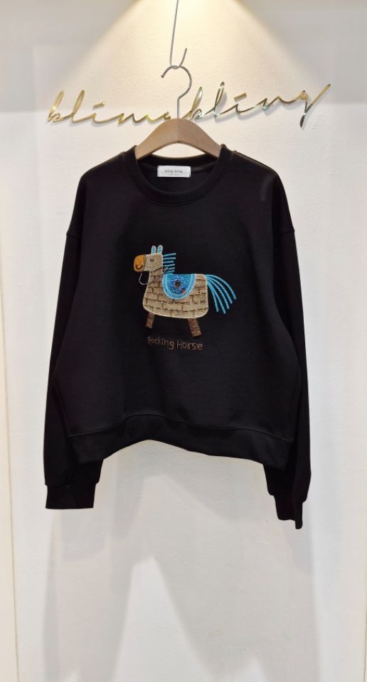 RICO東大門㊣代購女士新品休閑25秋冬時尚熱賣職業衛衣刺繡bling bling/RICO衛衣圖色1