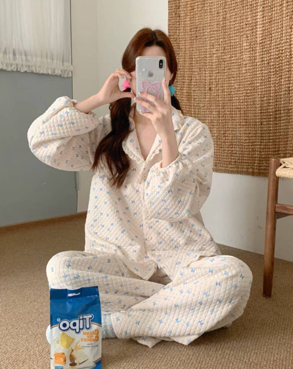 ETEMOY韓國直郵㊣女裝新品推薦熱賣休閑25秋冬真品睡衣兩件套LEHEIM睡衣