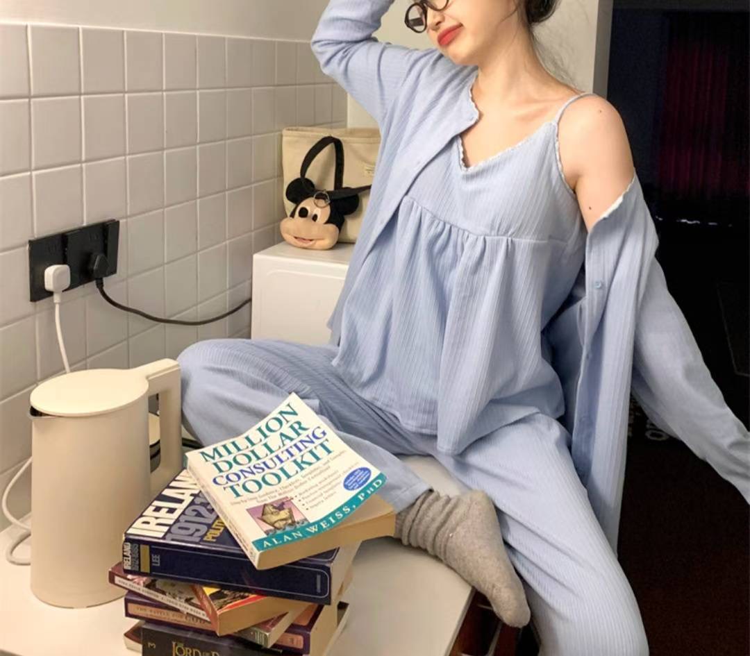 ETEMOY韓國直郵㊣女裝新款休閑時尚熱賣真品職業睡衣三件套LEHEIM睡衣