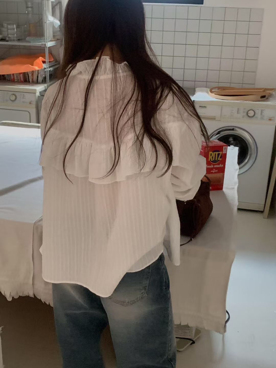 SUMMER MOON韓國代購㊣女士新品25秋冬推薦襯衫蕾絲衫荷葉邊SUMMER MOON襯衫/蕾絲衫