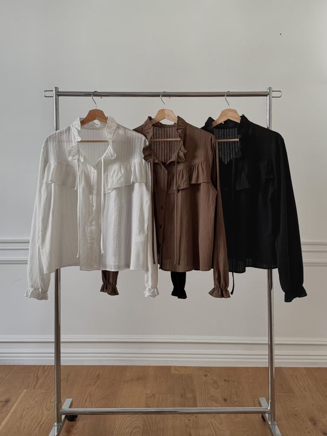 SUMMER MOON韓國代購㊣女士新品25秋冬推薦襯衫蕾絲衫荷葉邊SUMMER MOON襯衫/蕾絲衫圖色2左二色