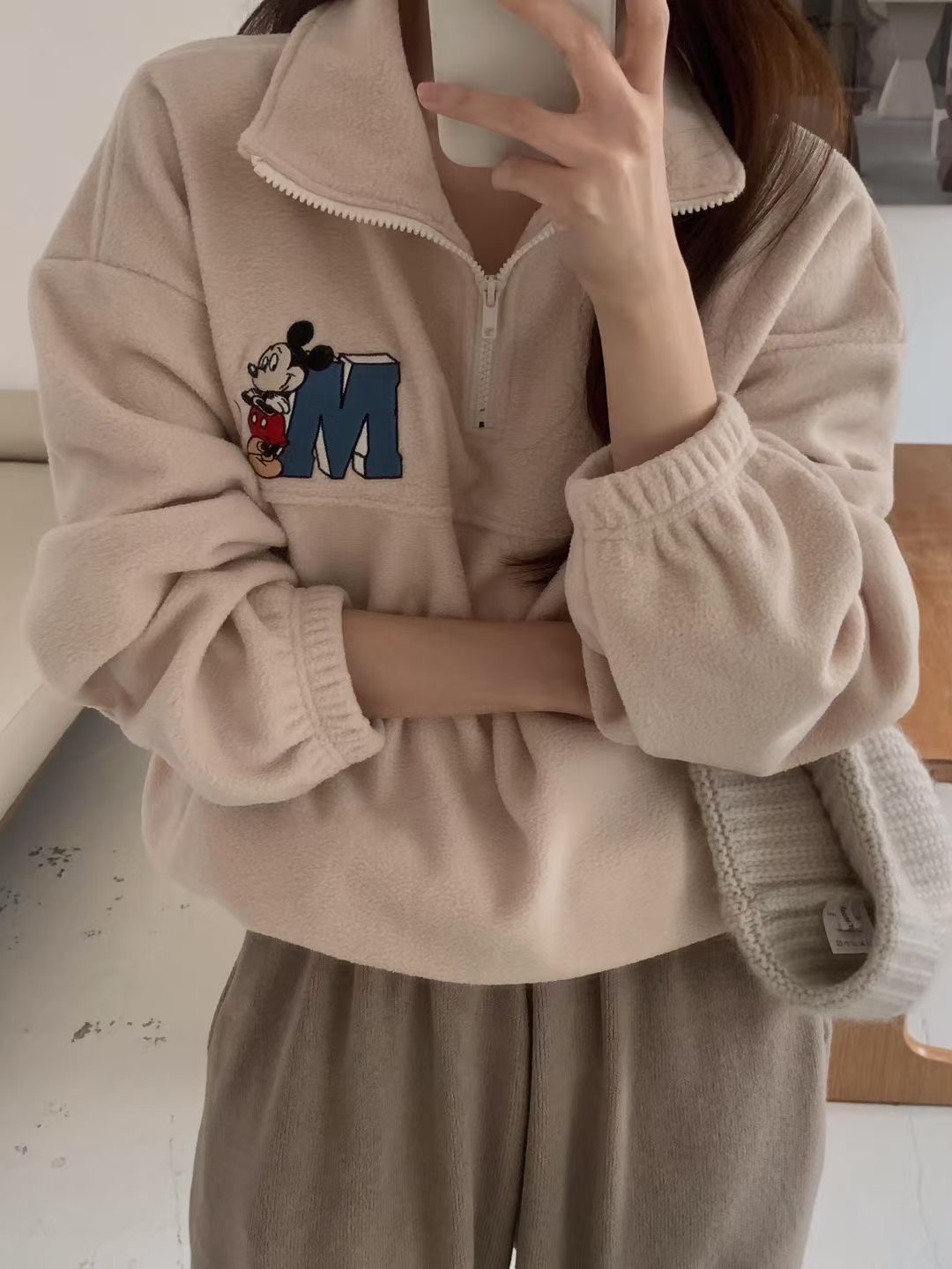 SUMMER MOON韓國代購㊣女士新品推薦人氣衛衣抓絨刺繡拉鏈SUMMER MOON衛衣