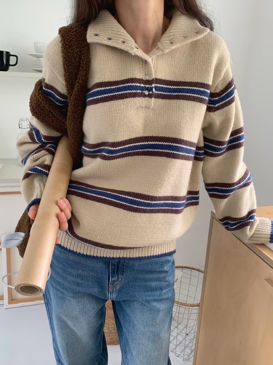 RAMIJ-라미제이-T東大門㊣實拍女裝新品25秋冬熱賣針織衫RAMIJ-라미제이-T針織衫圖色1