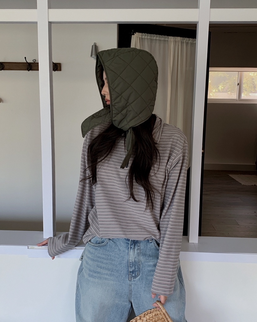 LIVE AID-P東大門㊣代購女士新款熱賣休閑推薦帽子絎縫連帽LIVE AID-P帽子