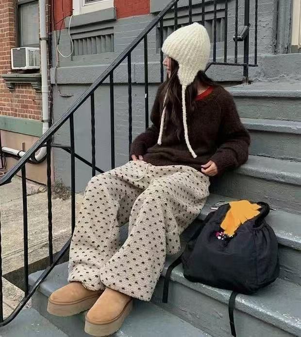 STAY HERE東大門㊣直郵女裝新品真品時尚休閑推薦休閑褲羊毛STAY HERE休閑褲