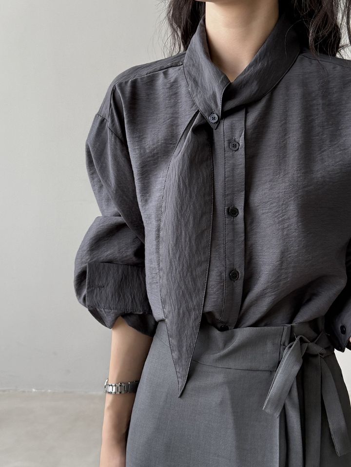 STAY HERE東大門㊣直郵女裝新品熱賣25秋冬襯衫蕾絲衫圍巾STAY HERE襯衫/蕾絲衫