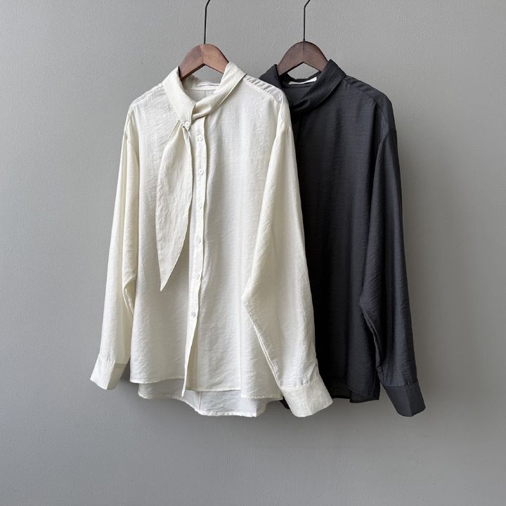 STAY HERE東大門㊣直郵女裝新品熱賣25秋冬襯衫蕾絲衫圍巾STAY HERE襯衫/蕾絲衫