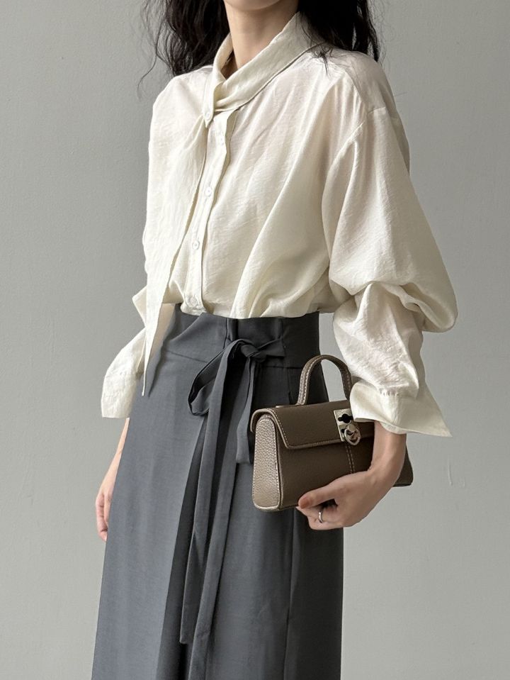 STAY HERE東大門㊣直郵女裝新品熱賣25秋冬襯衫蕾絲衫圍巾STAY HERE襯衫/蕾絲衫