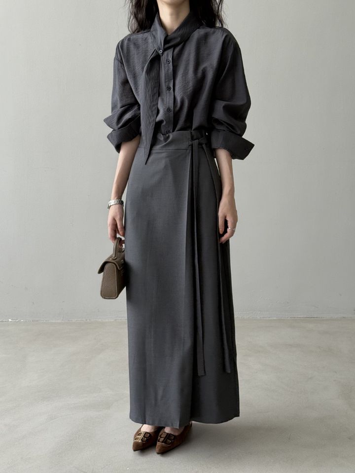 STAY HERE東大門㊣直郵女裝新品熱賣25秋冬襯衫蕾絲衫圍巾STAY HERE襯衫/蕾絲衫