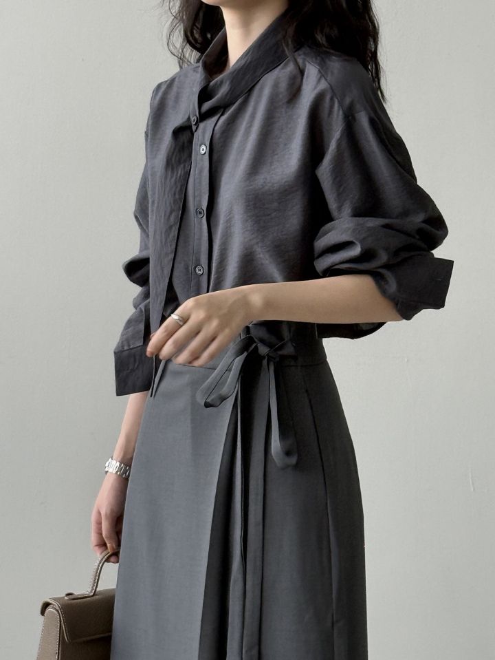 STAY HERE東大門㊣直郵女裝新品熱賣25秋冬襯衫蕾絲衫圍巾STAY HERE襯衫/蕾絲衫