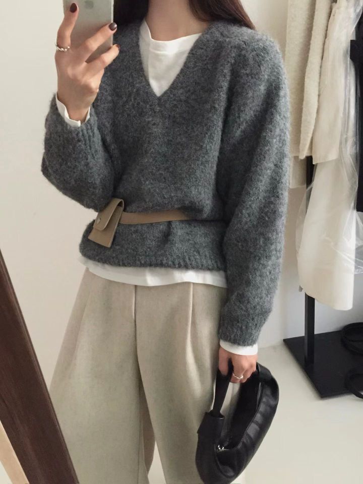 STAY HERE韓國直郵㊣女士新款時尚人氣推薦職業熱賣針織衫STAY HERE針織衫