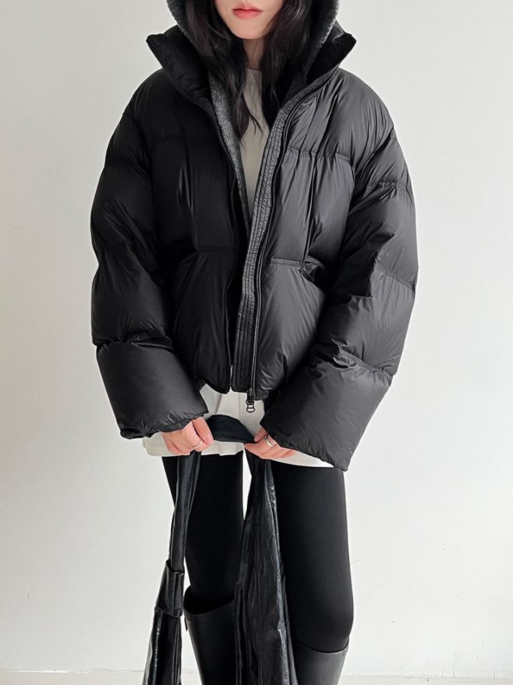 STAY HERE東大門㊣實拍女士新品人氣時尚短款羽絨服填充絨STAY HERE短款羽絨服