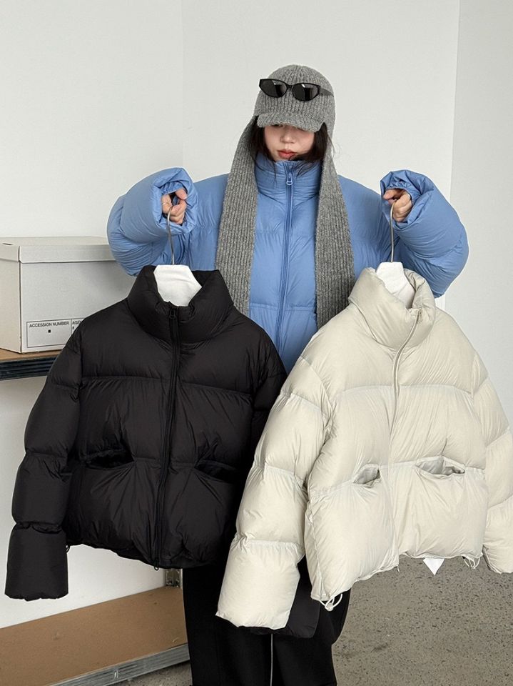 STAY HERE東大門㊣實拍女士新品人氣時尚短款羽絨服填充絨STAY HERE短款羽絨服