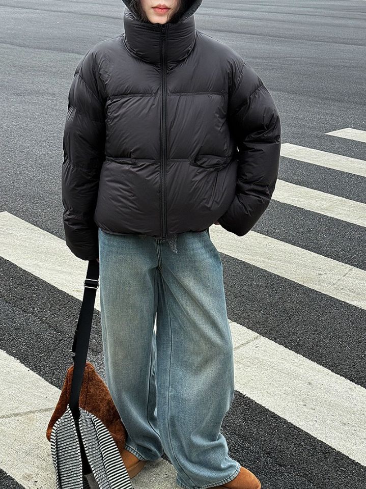 STAY HERE東大門㊣實拍女士新品人氣時尚短款羽絨服填充絨STAY HERE短款羽絨服