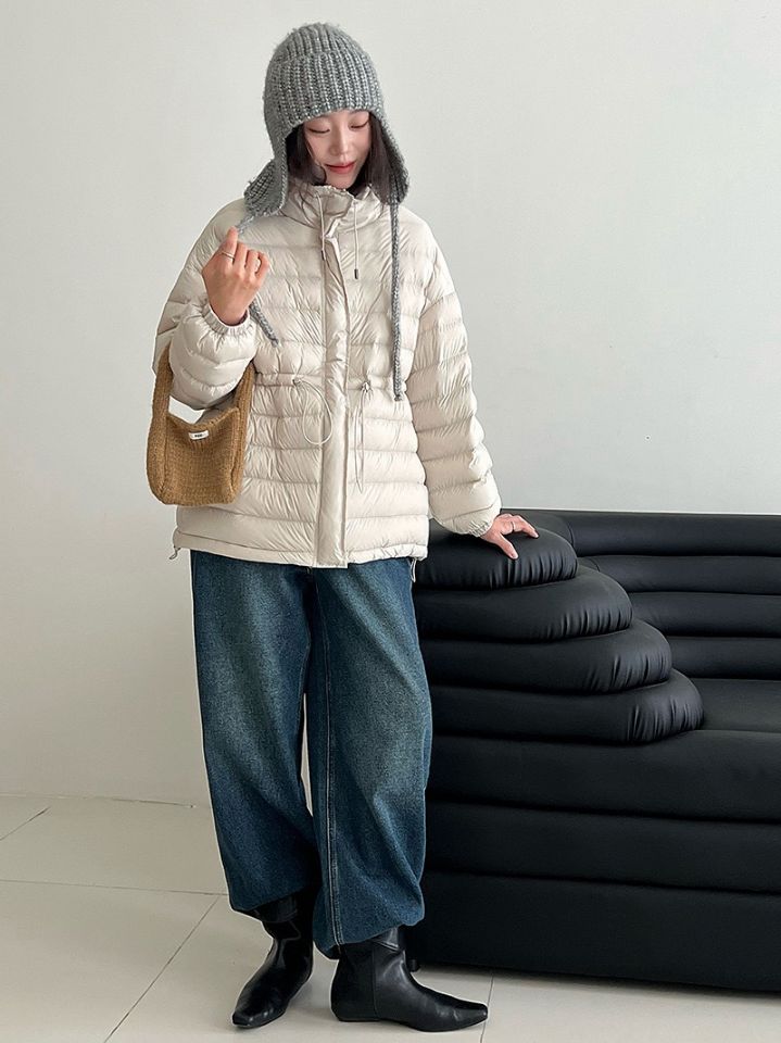 STAY HERE東大門㊣實拍女裝新款人氣職業短款羽絨服填充絨STAY HERE短款羽絨服圖色1