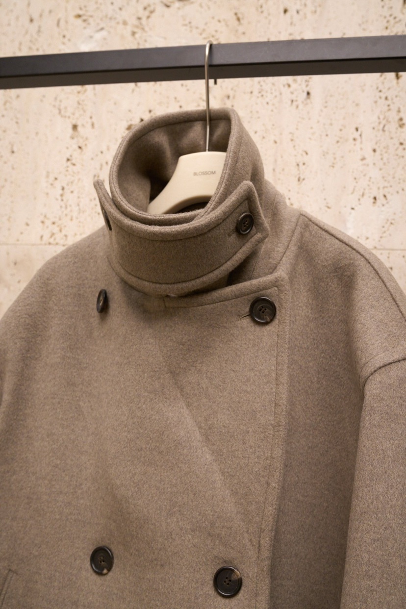 BLOSSOM東大門㊣實拍女士新款人氣25秋冬真品中長款大衣雙排扣BLOSSOM中長款大衣