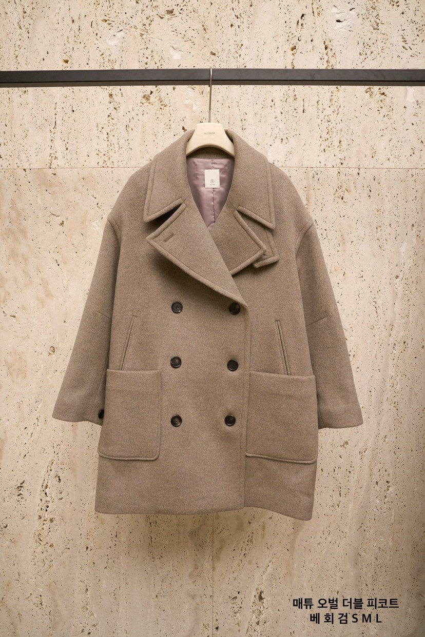 BLOSSOM東大門㊣實拍女士新款人氣25秋冬真品中長款大衣雙排扣BLOSSOM中長款大衣圖色1