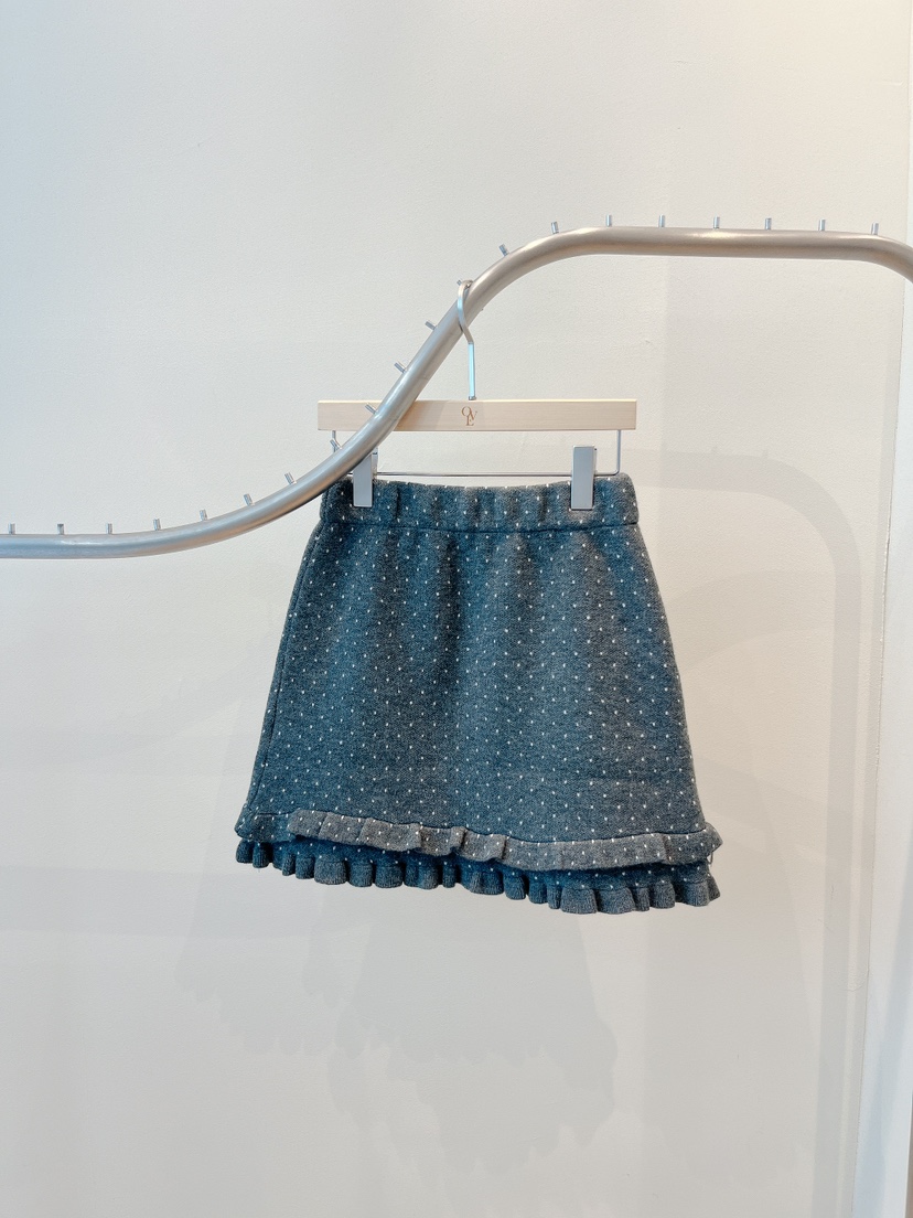 OVE東大門㊣實拍女裝新品熱賣真品職業半身裙中短裙圓點褶邊OVE半身裙/中短裙圖色1