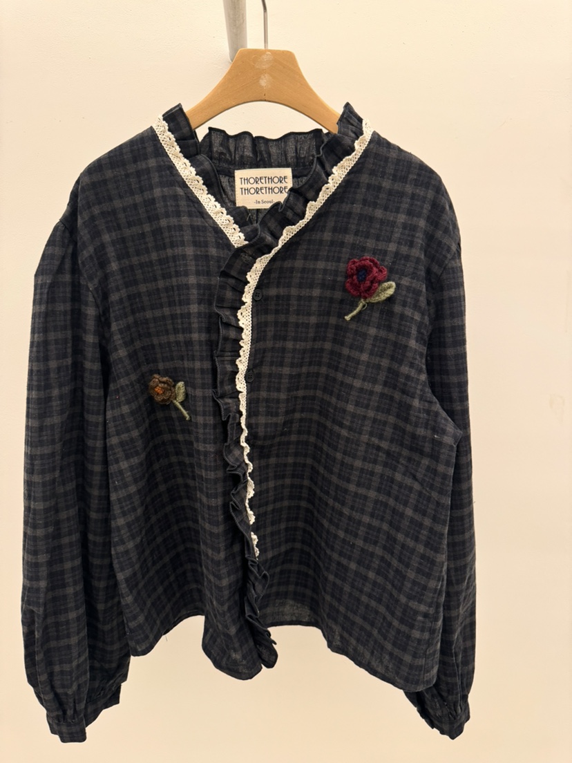 THORE韓國代購㊣女裝新款人氣熱賣時尚真品休閑25秋冬襯衫蕾絲衫THORE襯衫/蕾絲衫圖色2