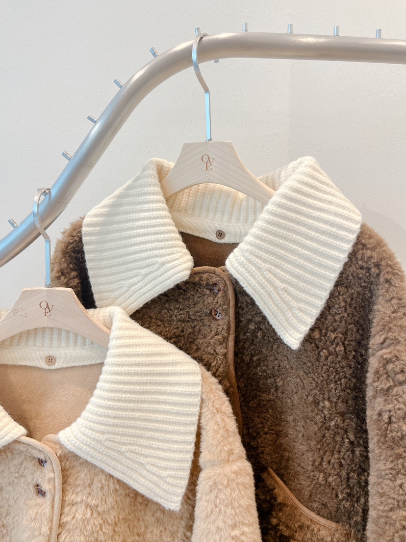 OVE韓國直郵㊣女裝新款人氣職業真品時尚推薦休閑25秋冬夾克羊毛OVE夾克