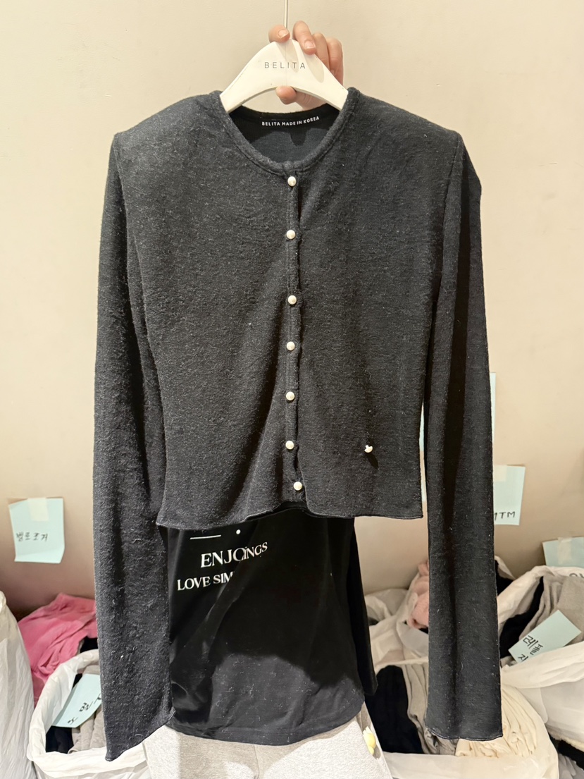 BELITA-L韓國代購㊣女裝新品休閑熱賣時尚職業針織衫開衫棉BELITA-L針織衫圖色4