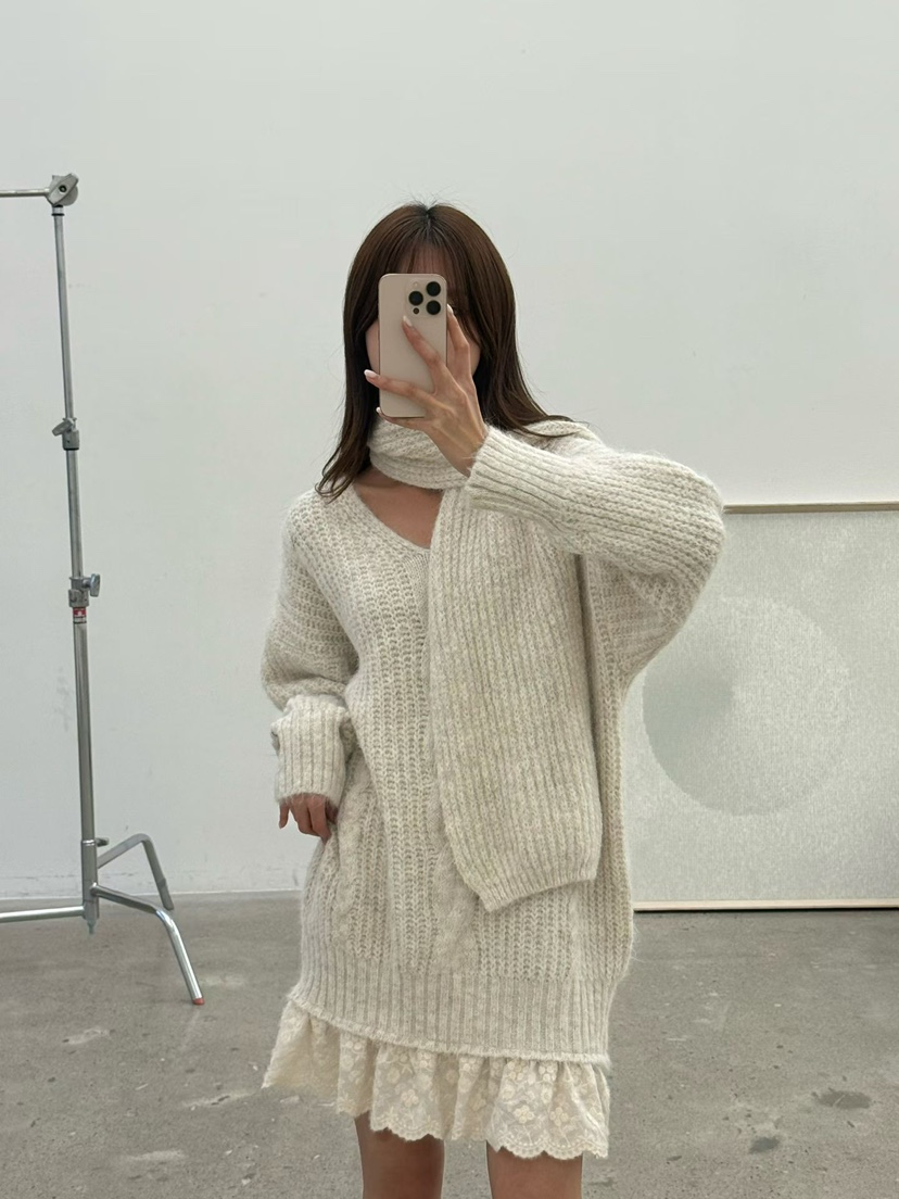 BE&amp;BE韓國直郵㊣女裝新品休閑真品時尚職業連衣裙含圍巾BE&be連衣裙