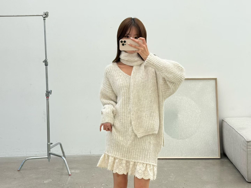 BE&amp;BE韓國直郵㊣女裝新品休閑真品時尚職業連衣裙含圍巾BE&be連衣裙