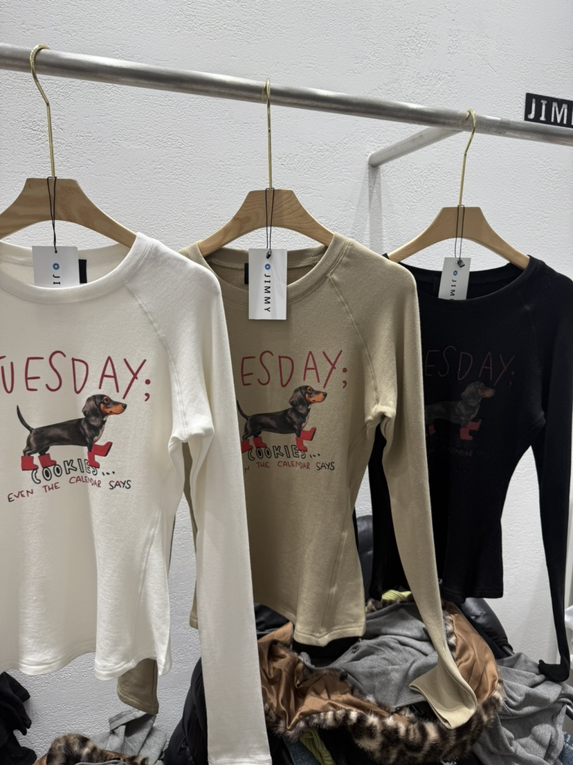 JIMMY東大門㊣實拍女裝新款推薦休閑真品時尚熱賣25秋冬長袖T恤JIMMY/REMAKE長袖T恤