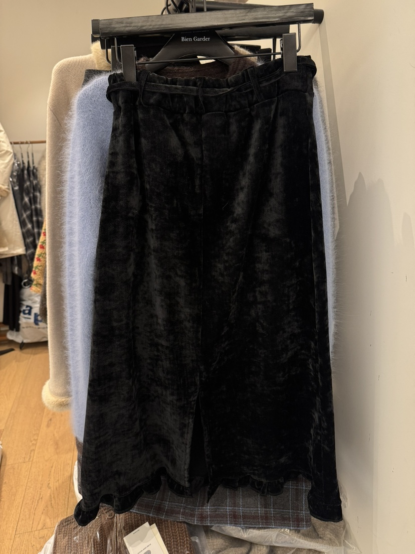BIEN GARDER韓國代購㊣女士新品熱賣職業長裙天鵝絨含腰繩BIEN GARDER長裙