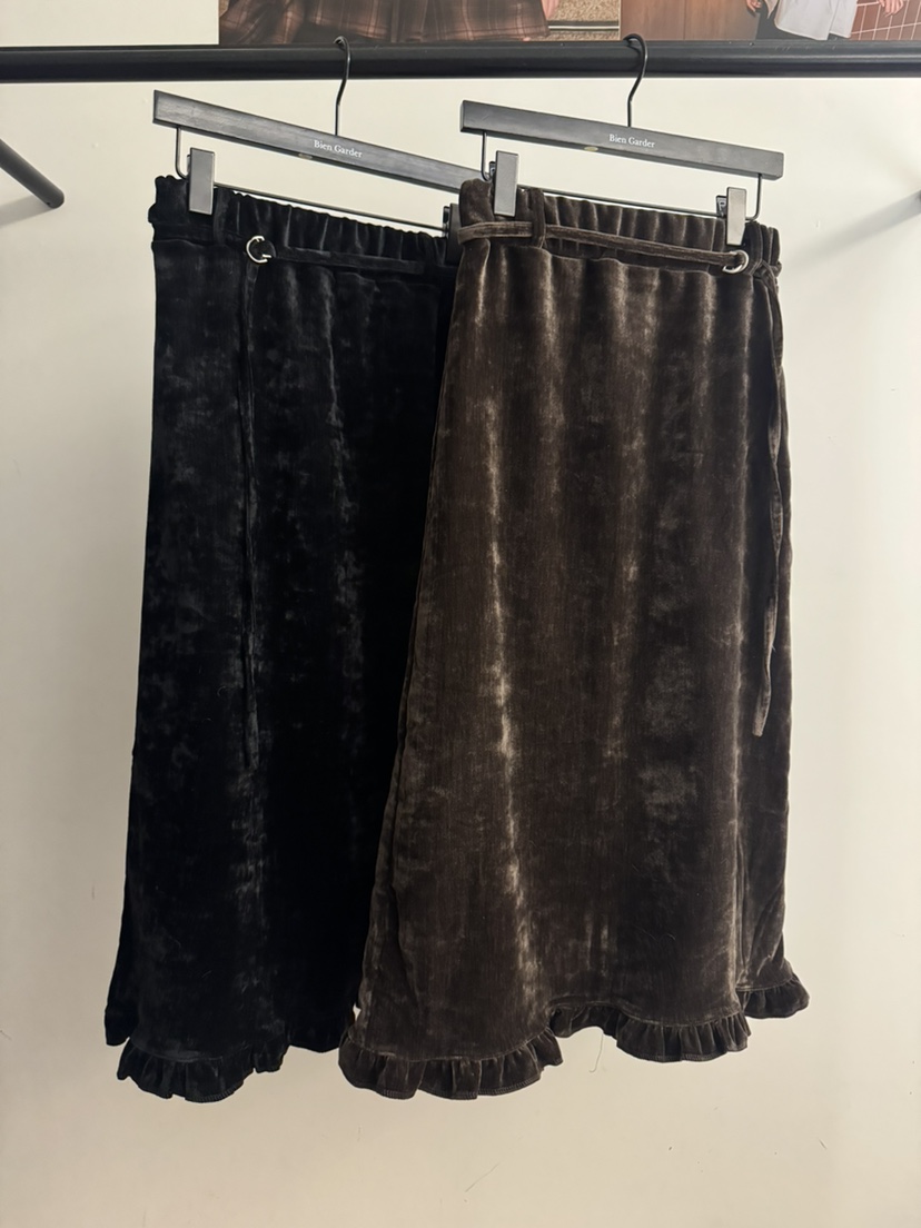 BIEN GARDER韓國代購㊣女士新品熱賣職業長裙天鵝絨含腰繩BIEN GARDER長裙