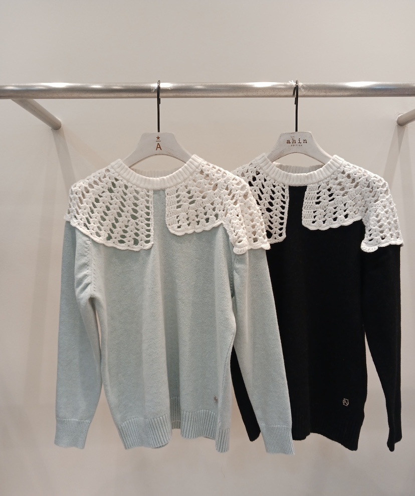 NEOUL韓國代購㊣女士新品25秋冬時尚推薦人氣熱賣休閑針織衫NEOUL/ahin雙領標簽針織衫