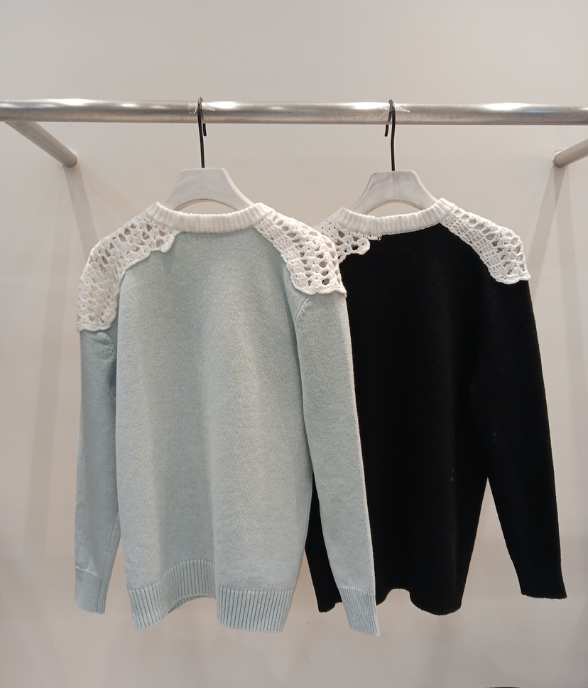 NEOUL韓國代購㊣女士新品25秋冬時尚推薦人氣熱賣休閑針織衫NEOUL/ahin雙領標簽針織衫