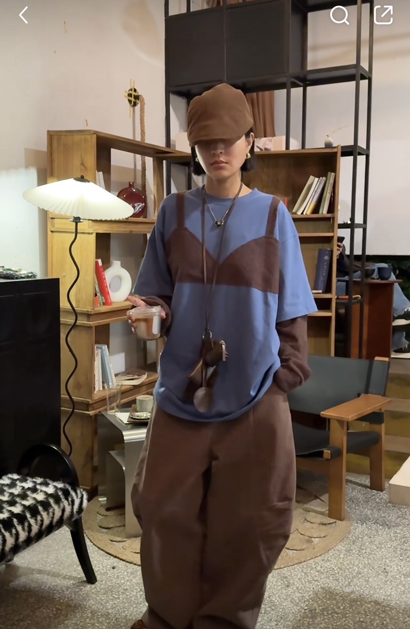 INTHEEND東大門㊣直郵女士新款真品時尚職業長袖T恤假兩件雙層INTHEEND長袖T恤