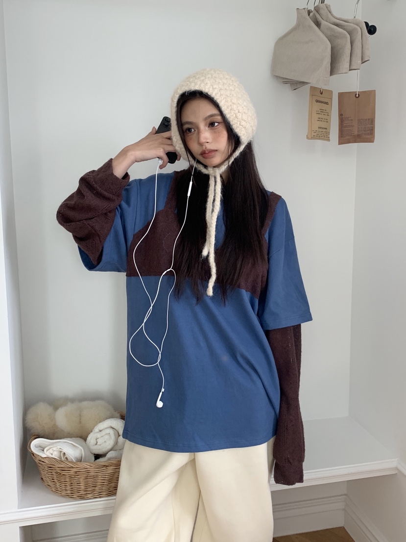 INTHEEND東大門㊣直郵女士新款真品時尚職業長袖T恤假兩件雙層INTHEEND長袖T恤