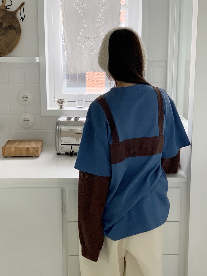 INTHEEND東大門㊣直郵女士新款真品時尚職業長袖T恤假兩件雙層INTHEEND長袖T恤