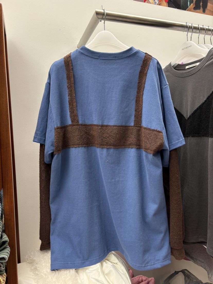 INTHEEND東大門㊣直郵女士新款真品時尚職業長袖T恤假兩件雙層INTHEEND長袖T恤