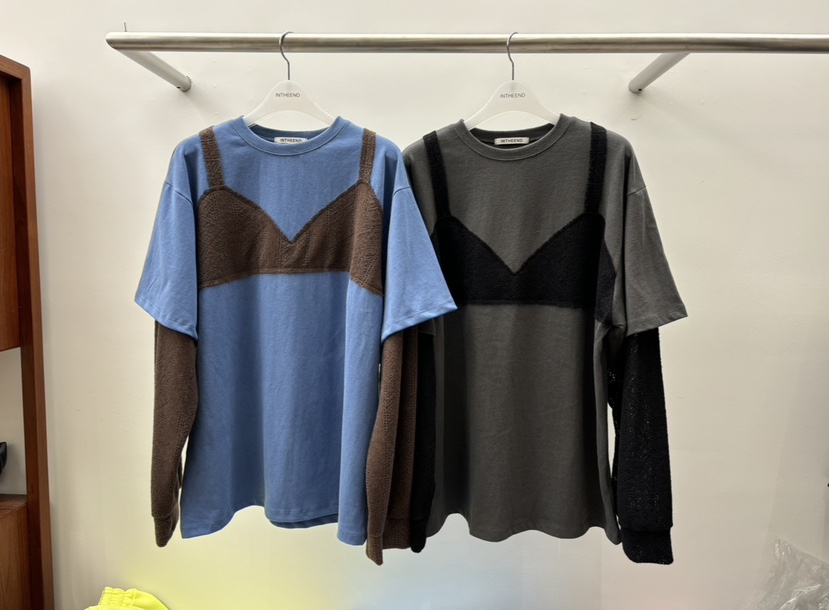 INTHEEND東大門㊣直郵女士新款真品時尚職業長袖T恤假兩件雙層INTHEEND長袖T恤
