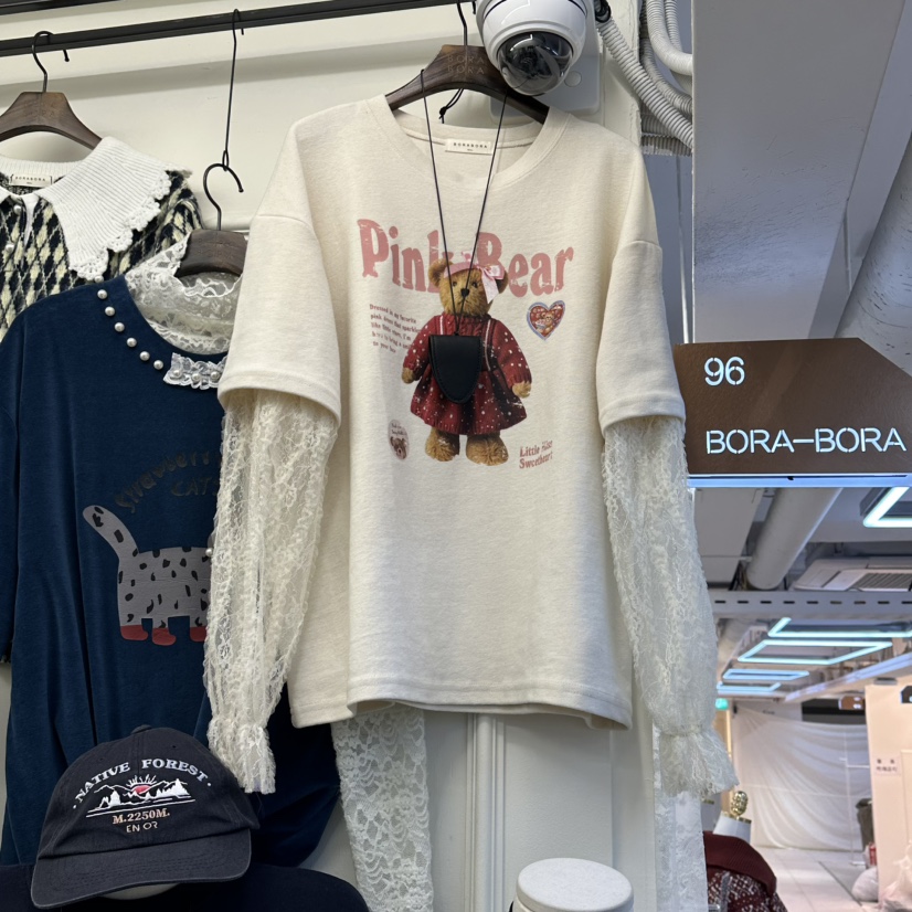 BORA BORA東大門㊣代購女士新品推薦休閑熱賣長袖T恤假兩件BORA BORA長袖T恤圖色1