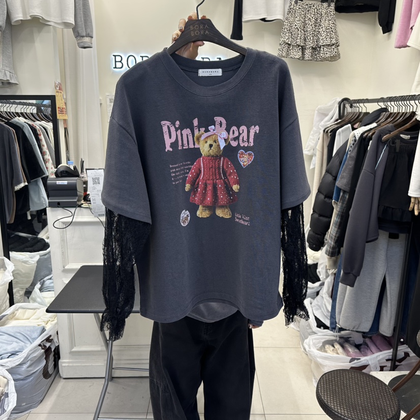 BORA BORA東大門㊣代購女士新品推薦休閑熱賣長袖T恤假兩件BORA BORA長袖T恤圖色2