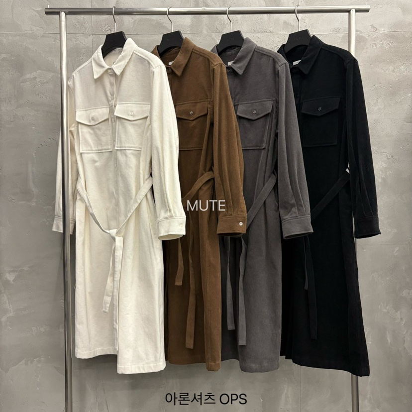 MUTE-P韓國直郵㊣女裝新款時尚熱賣人氣真品休閑連衣裙含腰帶MUTE連衣裙