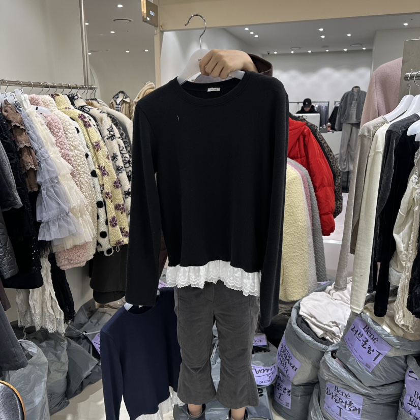 BENE東大門㊣實拍女裝新款推薦職業真品人氣休閑熱賣長袖T恤BENE長袖T恤圖色3黑色