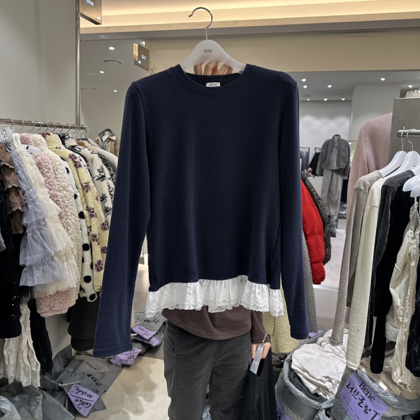 BENE東大門㊣實拍女裝新款推薦職業真品人氣休閑熱賣長袖T恤BENE長袖T恤圖色4深藍色