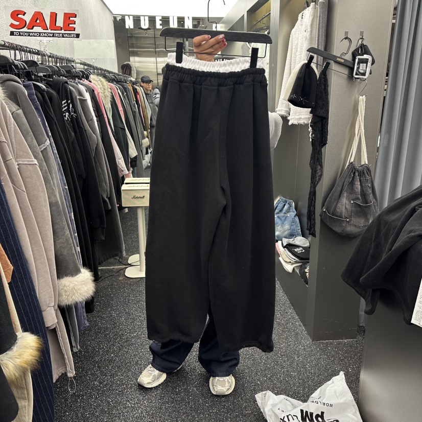 NUEUN東大門㊣代購女士新款真品推薦熱賣25秋冬休閑褲加絨抓絨NUEUN/SEEOT休閑褲